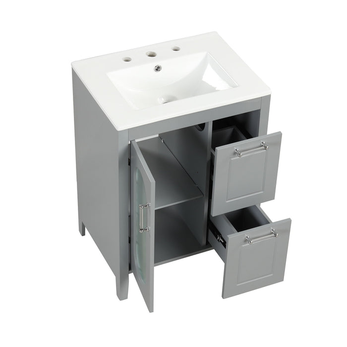 Modern Bathroom Vanity With Sink, Cabinet With 2 Drawers And Door, Adjustable Shelf