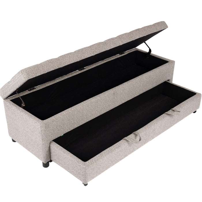 Storage Ottoman With Tufted Seat And Underseat Drawer