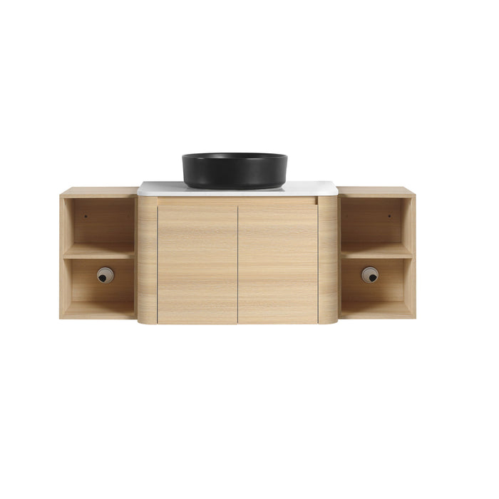 Mounted Bathroom Vanity With Art Sink, 2 Storage Shelves, Soft Close Door