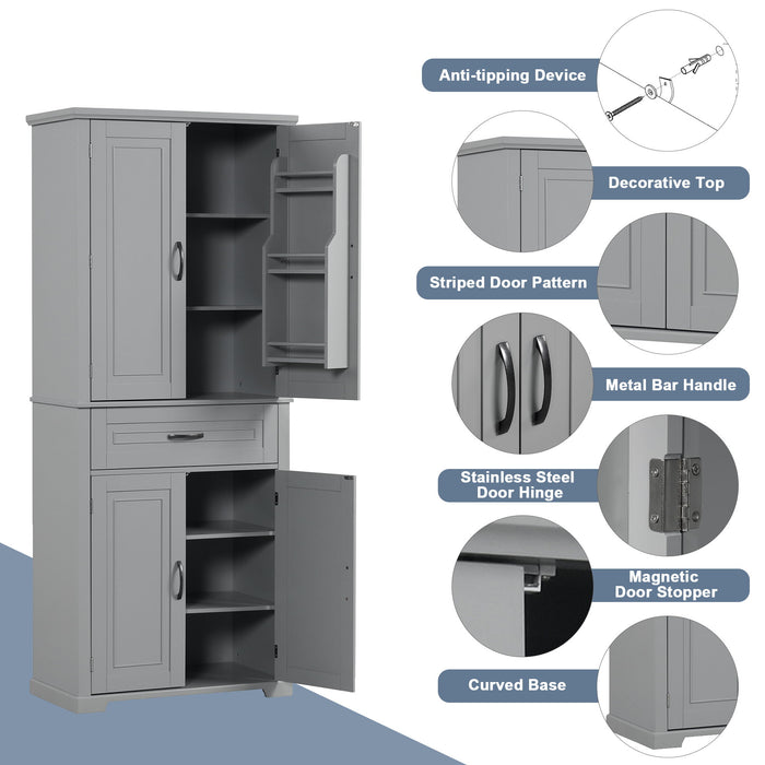 Bathroom Storage Cabinet With Doors And Drawer, Adjustable Shelf