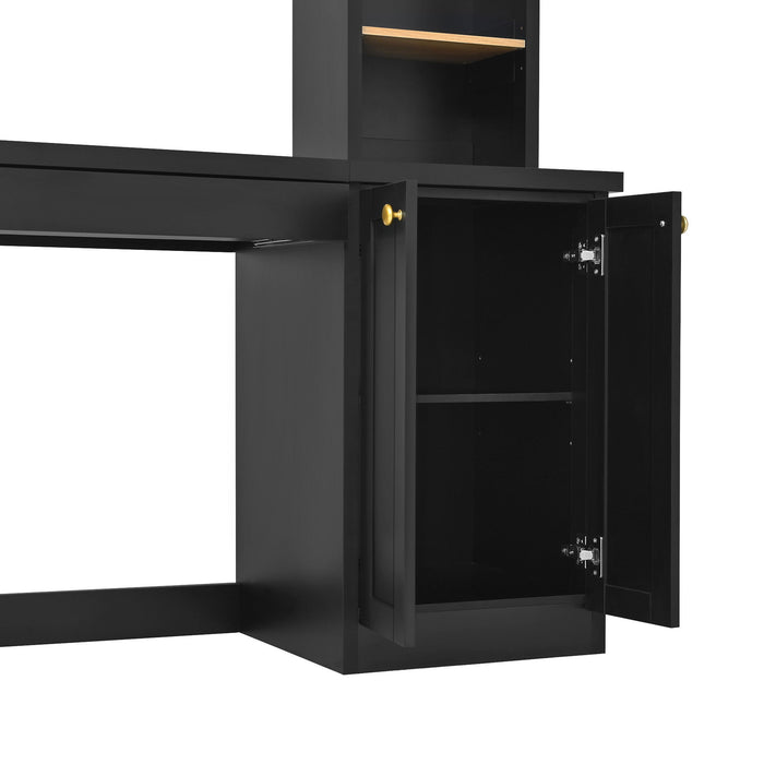 Computer Desk With Hutch, Workstation With Desk Grommet & Keyboard Tray