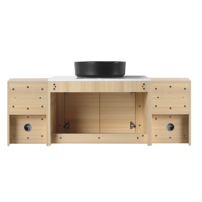 Mounted Bathroom Vanity With Art Sink, 2 Storage Shelves, Soft Close Door