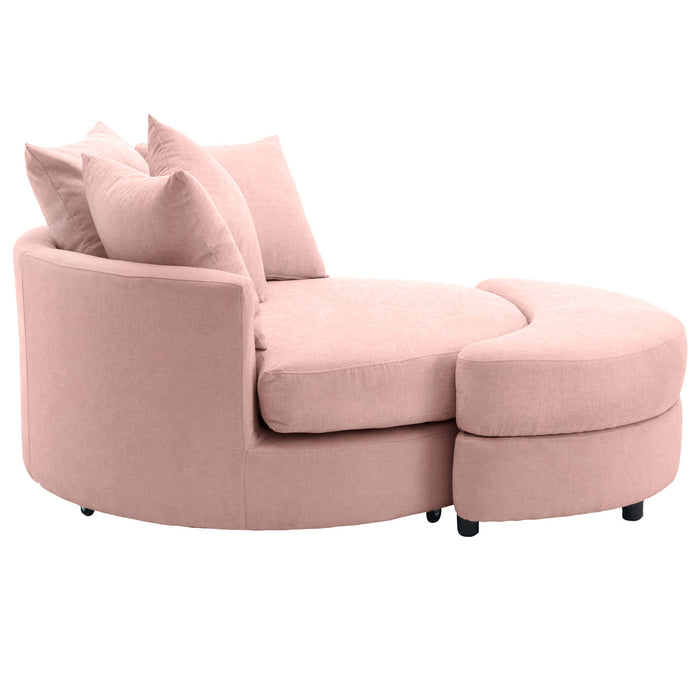 360° Swivel Accent Barrel Chair With Storage Ottoman & 4 Pillows, Modern Leisure Chair Round Accent For Living Room