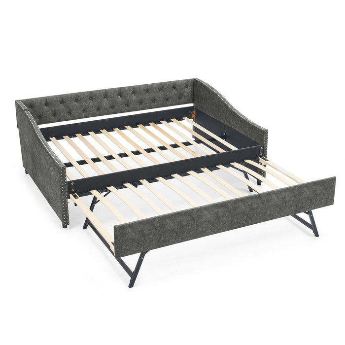 Upholstered Daybed With USB Charging & Pull Out Bed