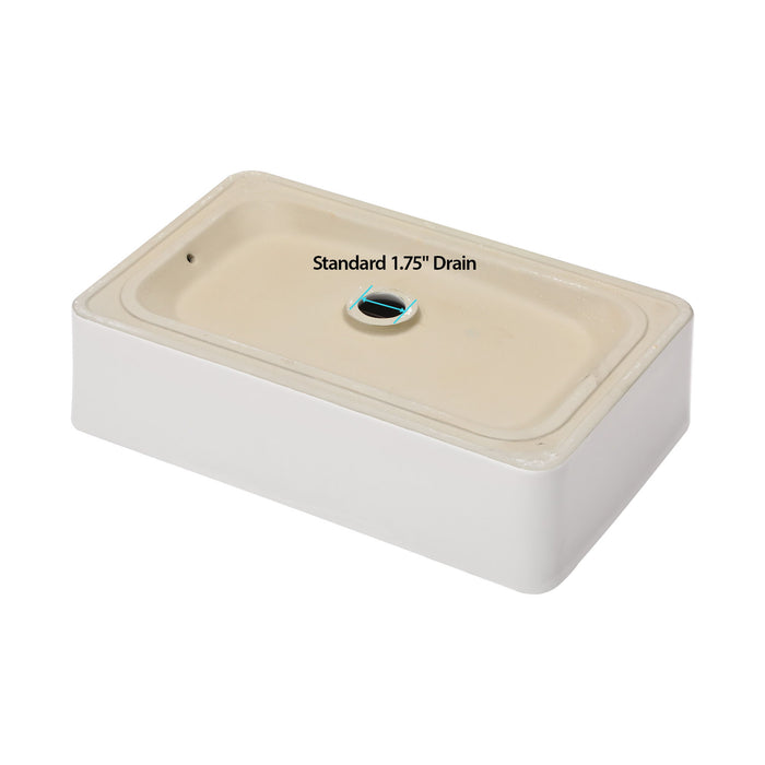 Modern European Design 21" X 14" Ceramic Rectangular Vessel Bathroom Sink - White