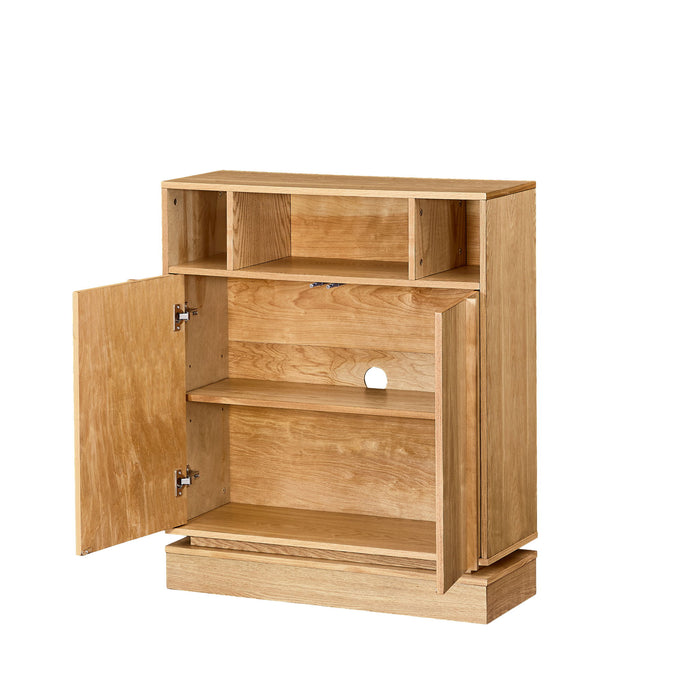 Fluted Sideboard Buffet Cabinet With 2 Doors And Adjustable Shelf, Storage Cabinet For Entryway