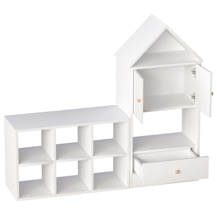 Versatile Children's Bookshelf With House Shaped Design, Multi Functional Storage