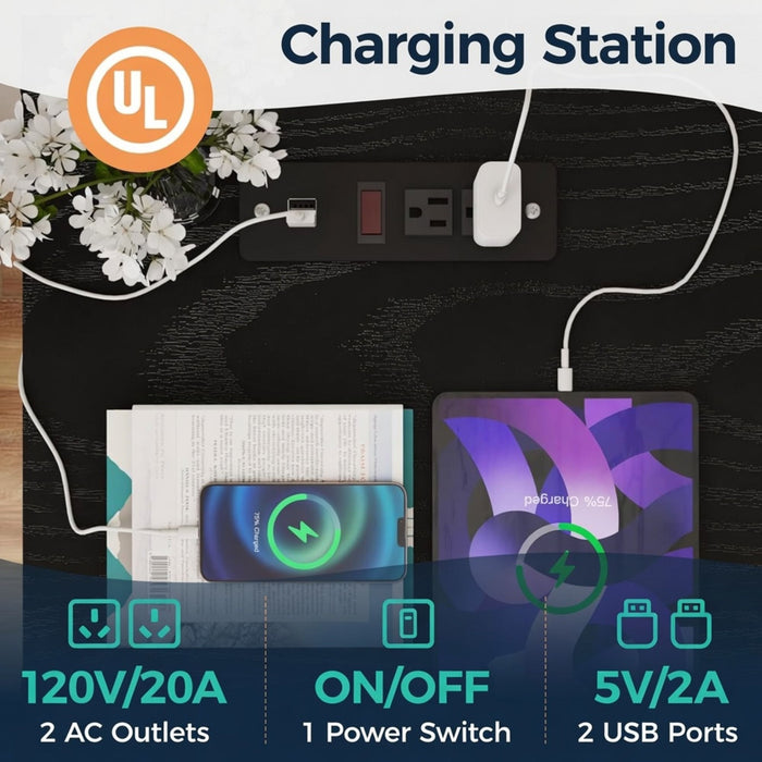 Farmhouse Nightstand, Charging Station & Storage