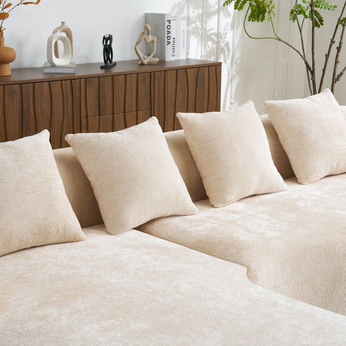 Modular L-Shape Sectional Sofa With Curved Chaise