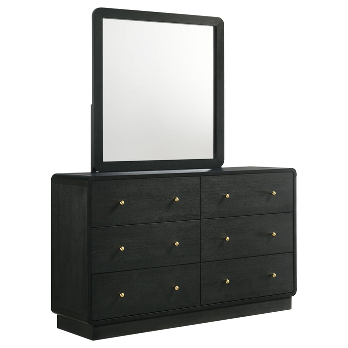 Burton - 6 Drawer Dresser With Mirror - Black