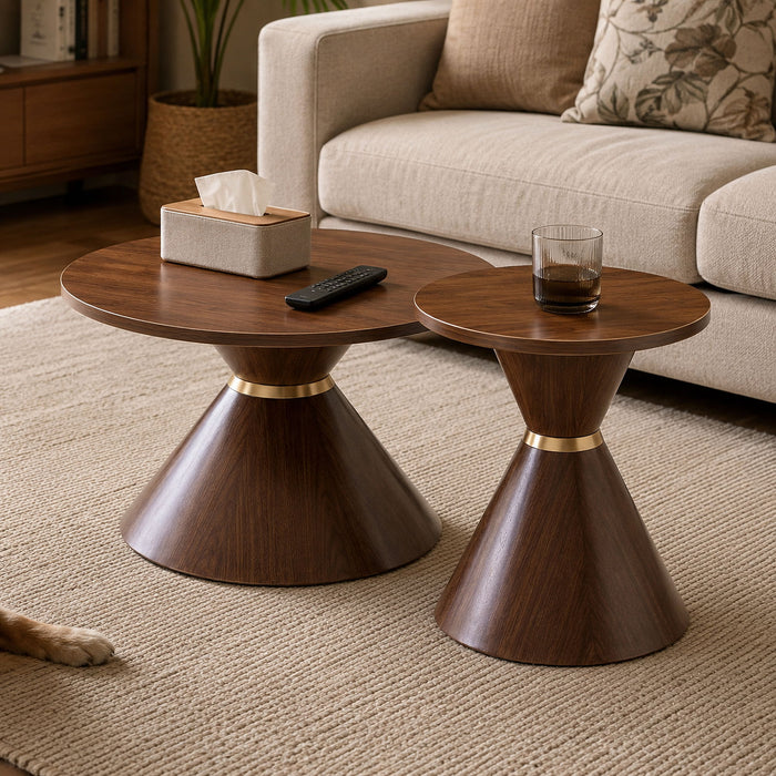 2 Piece Round Coffee Table Set For Living Room