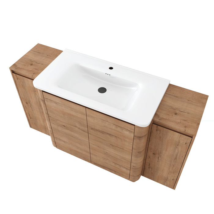 Freestanding Bathroom Vanity With Sink, 2 Small Storage Cabinets, Soft Close Doors