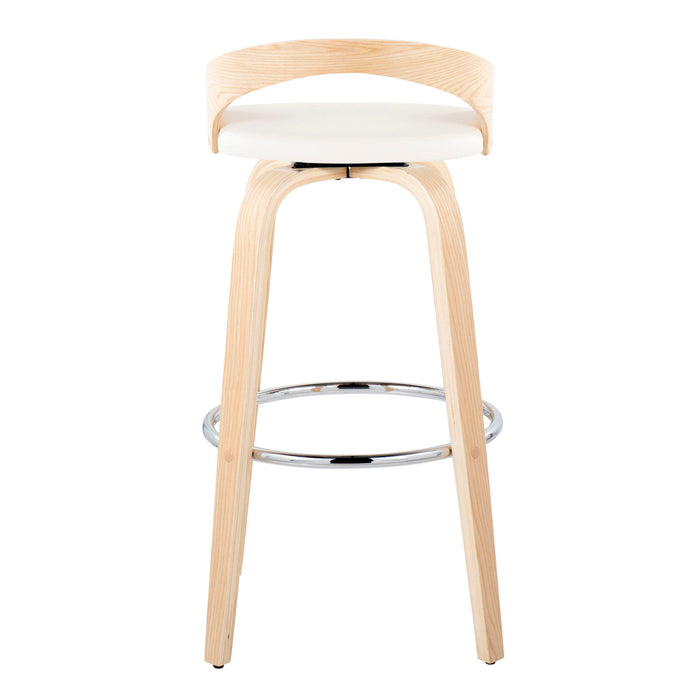 Grotto - Contemporary Fixed-Height Barstool With Swivel With Round Footrest (Set of 2)