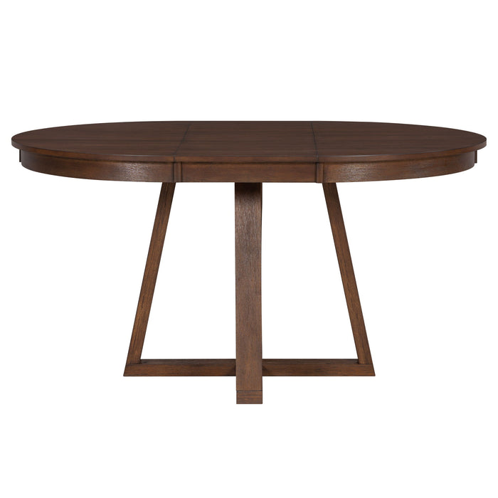 Dining Set With Leaf Round Table And 4 Upholstered Chairs