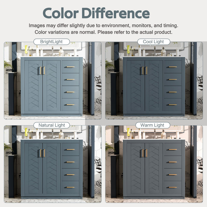 Bathroom Vanity With Sink Combo, Storage Cabinet, Freestanding Set With 3 Drawers & Soft Closing Doors