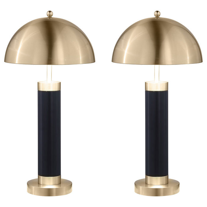 Leoch - Dome Shade Pillar Table Lamp Set With Dome - Black