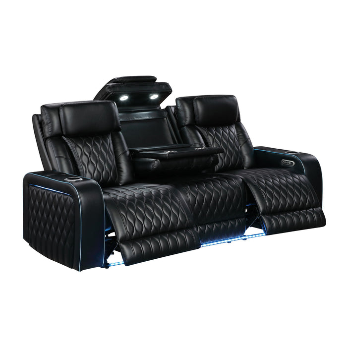 Electra - Power Reclining Sofa With Power Headrests, Drop Down Table, Reading Light, Massage, LED Lighting And USB Control