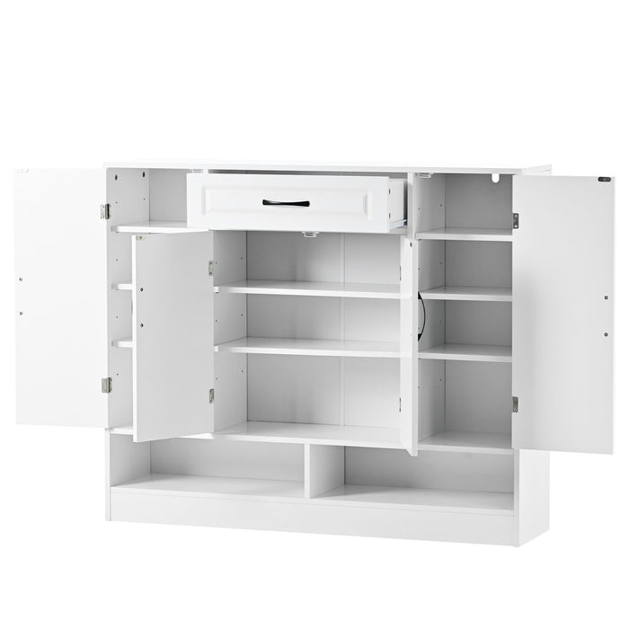 Sleek And Modern Shoe Cabinet With Adjustable Shelves, Space Saving Design