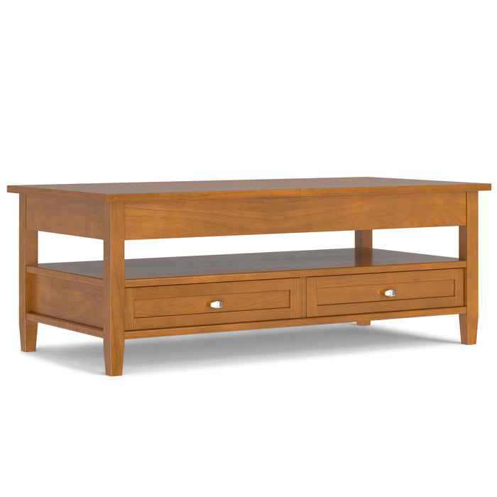 Warm Shaker - Lift Top Coffee Table With Hidden Storage And Lift Top Functionality - Brown