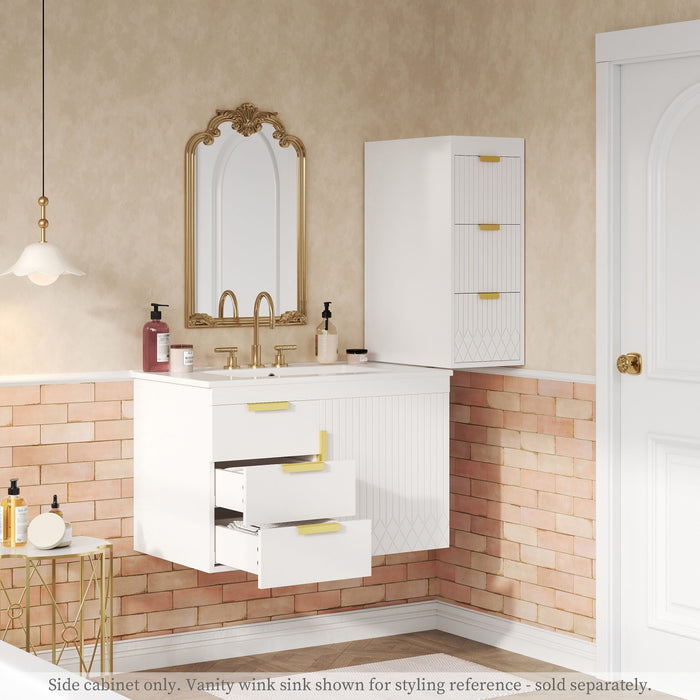 Modern Wall Mounted Floating Cabinet With Drawers For Bathroom