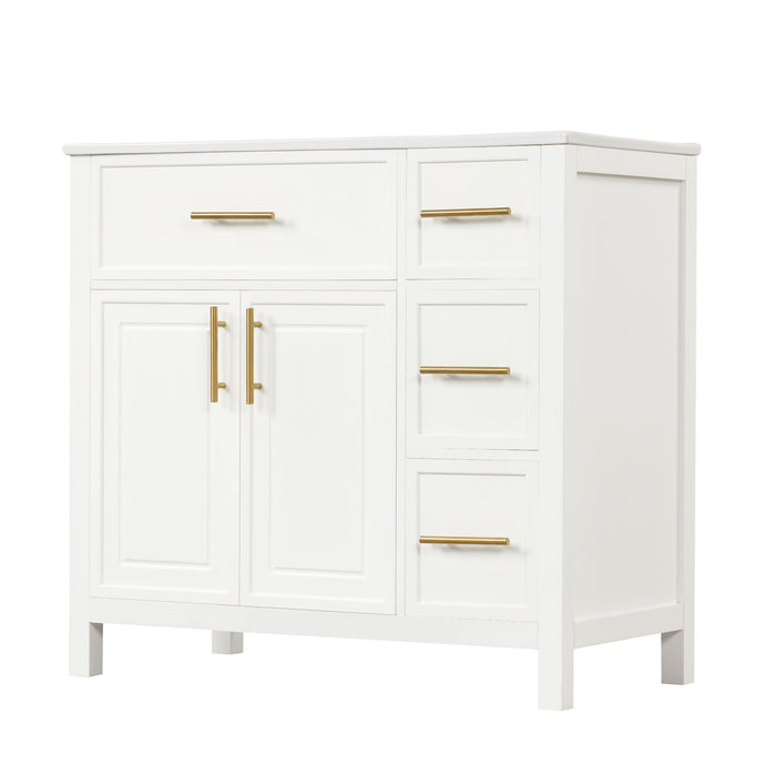 Modern Bathroom Vanity With Sink Top, 2 Doors And 3 Drawers