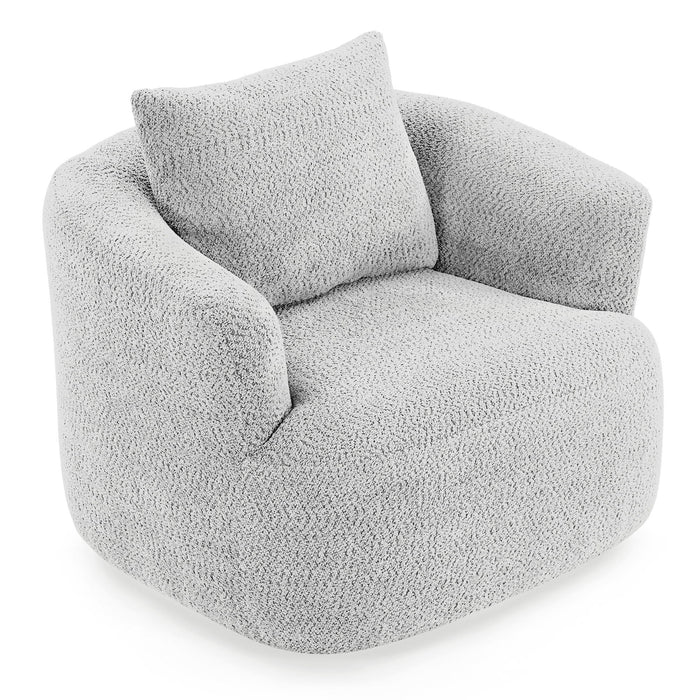 360° Swivel Barrel Sofa Chair With Throw Pillow, Chenille Upholstered Accent Chair