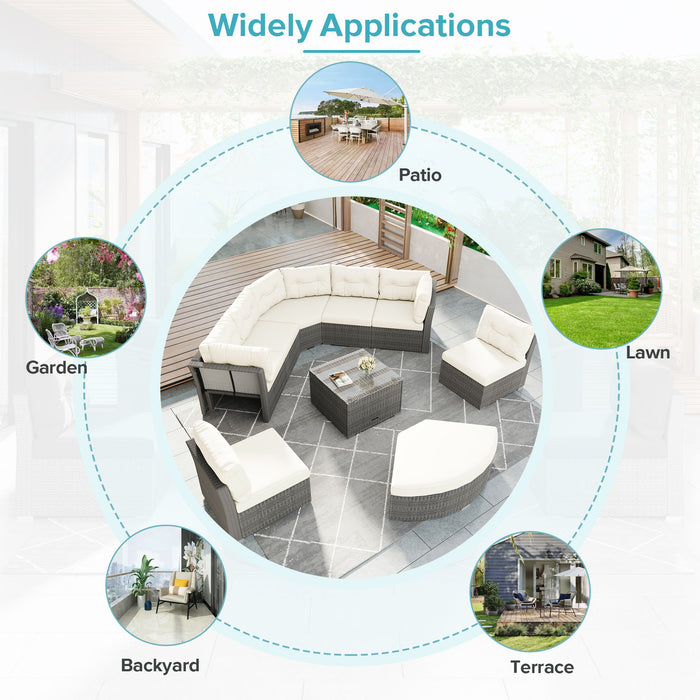 Patio Furniture Set Outdoor Daybed Rattan Sectional With Cushions And Center Table