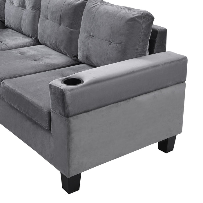 Modern Sectional Sofa Set With L Shape Chaise Lounge And Storage