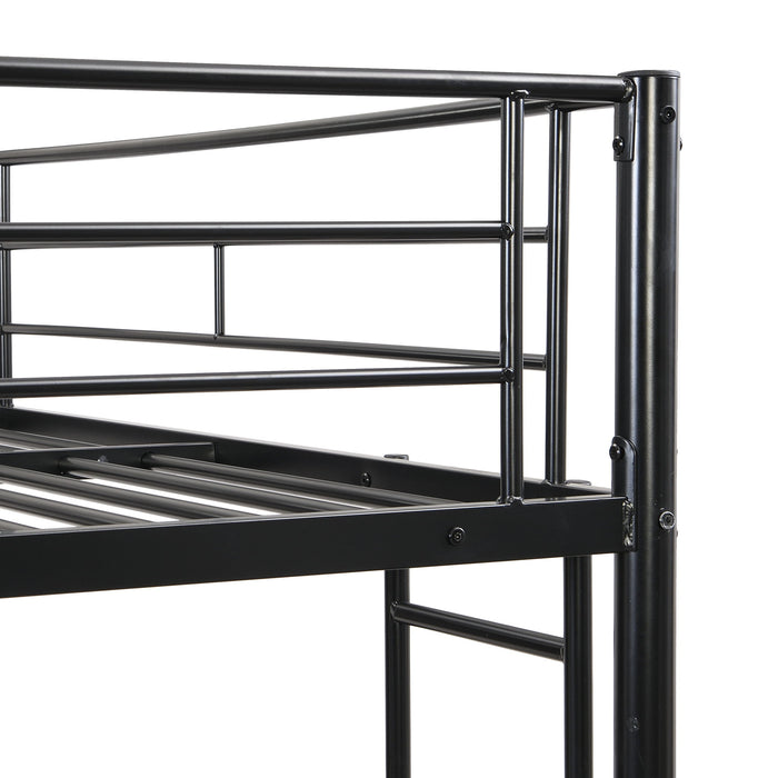 Modern Metal Bunk Bed, Full Over Full, No Box Spring Needed - Black