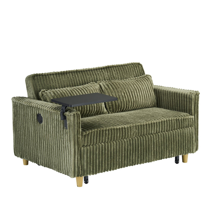 Pull Out Sofa With Movable Tabletop And USB Ports