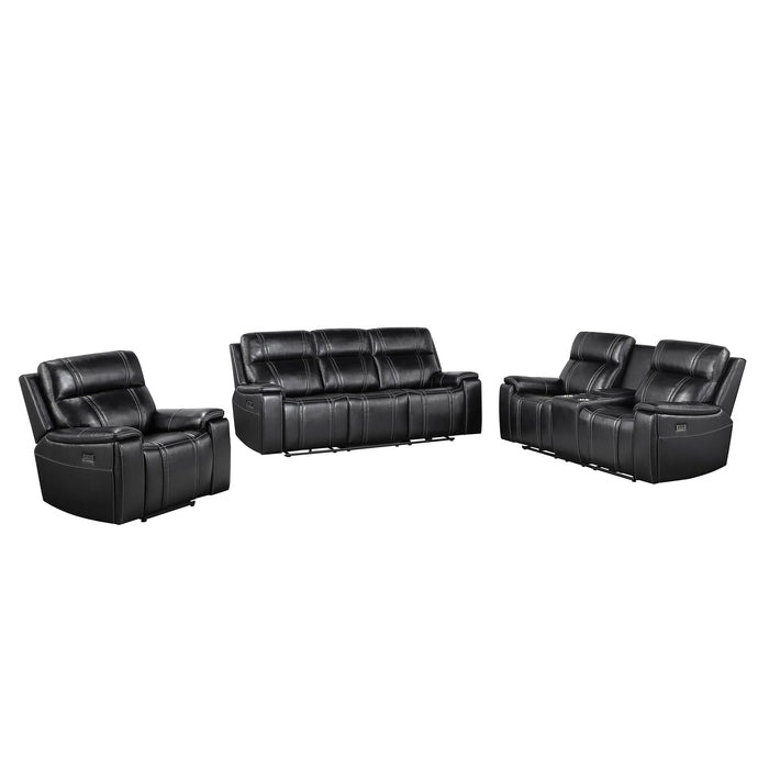 Gary - Power Recliner With Power Recline Motion, Pillow Top Arms, Hidden Cupholders - Black
