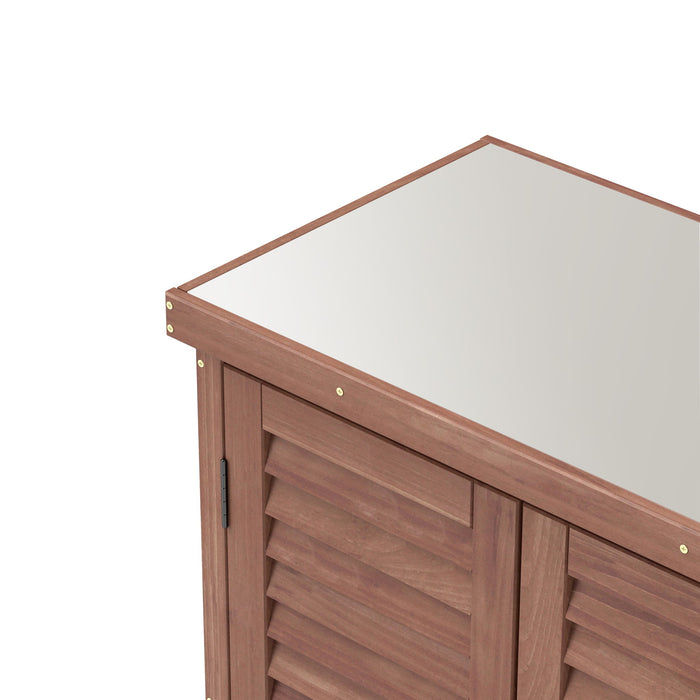 Potting Bench With Storage Cabinet And Metal Table Top For Outdoor