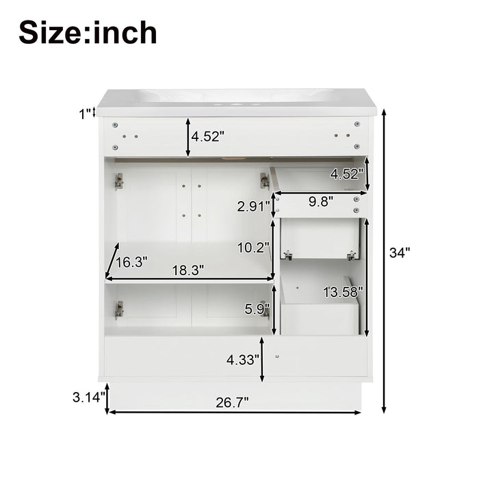 Bathroom Vanity With 2 Doors, 2 Drawers, Adjustable Shelf, Hidden Slides & Soft Close Hinges