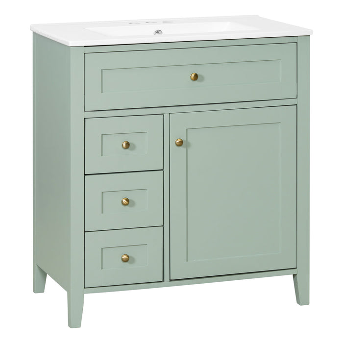 Bathroom Vanity With Sink, 3 Drawers And Adjustable Shelf, Freestanding Storage Unit