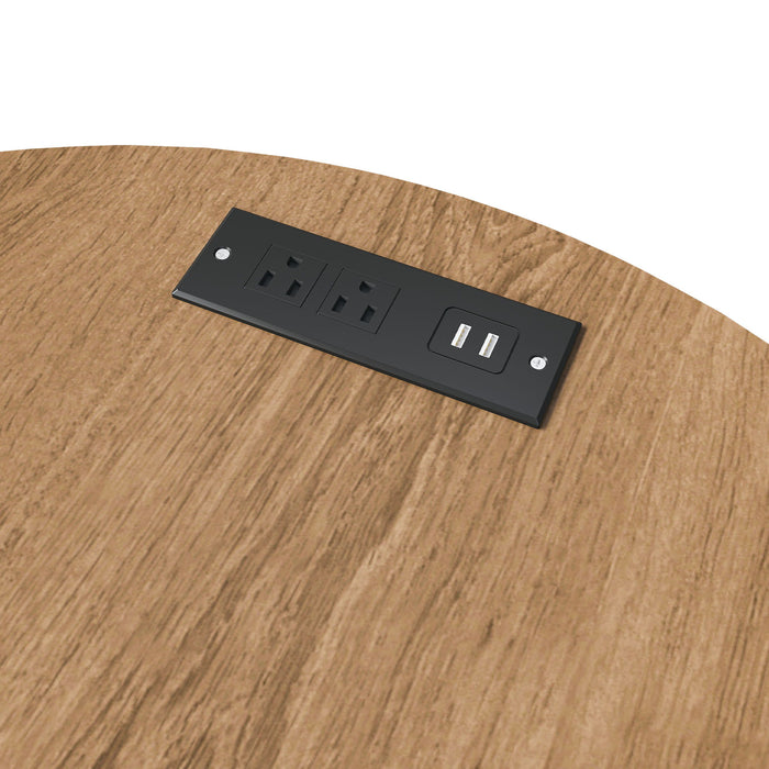 Cylinder Nightstand With Charging Station & Sliding Door
