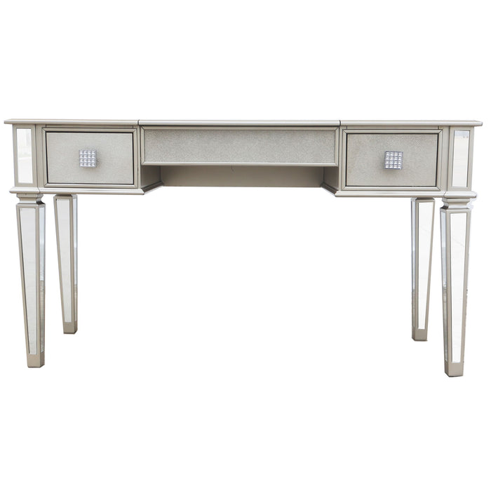 Mirrored Vanity Desk With Drawers And Stool, Flip Up Dressing Table Set For Makeup Room