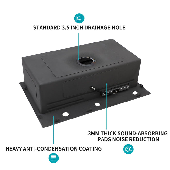 Drop In Waterfall Kitchen Sink With Pull Out Faucet & Cup Washer