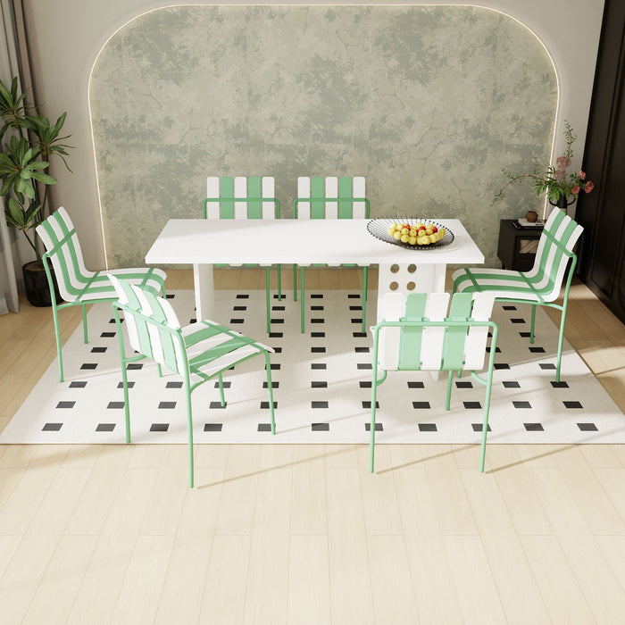 Single Chairs With Color Blocking Design (Set of 4) - Haze Green / White