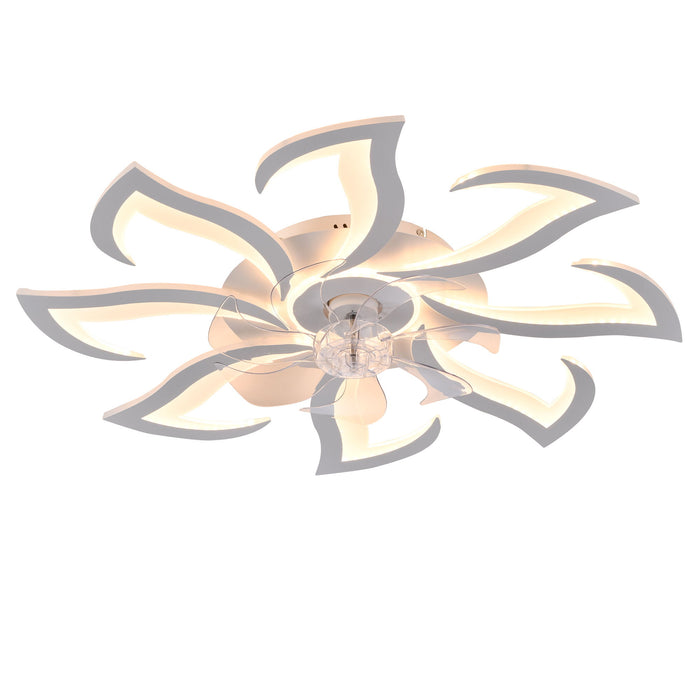 Flower Ceiling Fan With Remote Controlled LED Light, Flush Mount DC Motor Fan