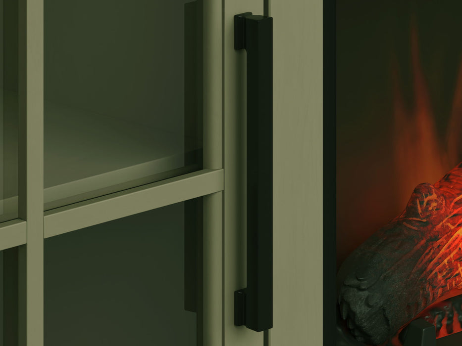 74" Fireplace TV Stand Console For TVs Up To 85" - Sage Green And Fruitwood