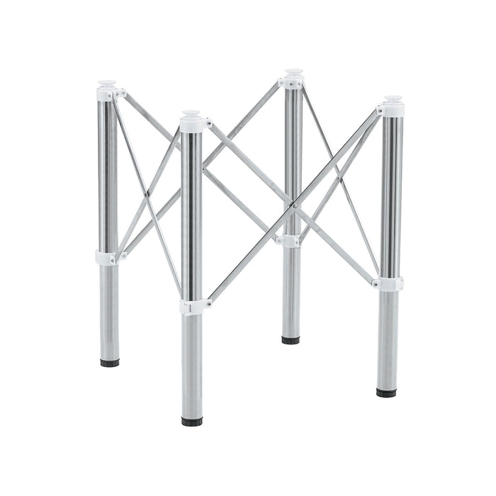 Simple Silver Stainless Steel Folding Table Frame Multifunctional Space Saving Design.Separate Folding Table Legs That Can Be Paired With Various Sizes And Styles Of Tabletops - Silver