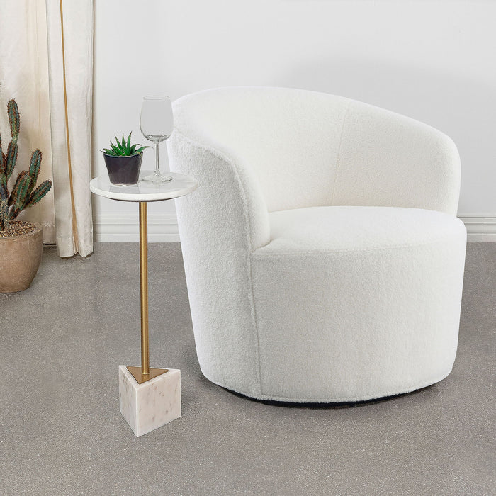 Tempest - Upholstered Barrel Back Swivel Chair - White