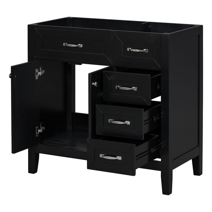 Modern Bathroom Vanity Base Only, 2 Doors And 3 Drawers