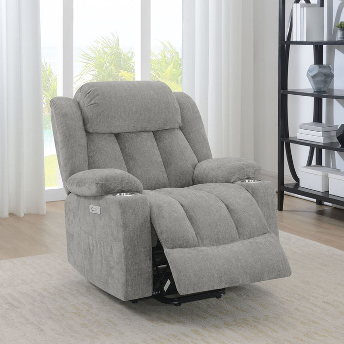 Beca - Upholstered Power Lift Recliner With Cupholders And USB Charging
