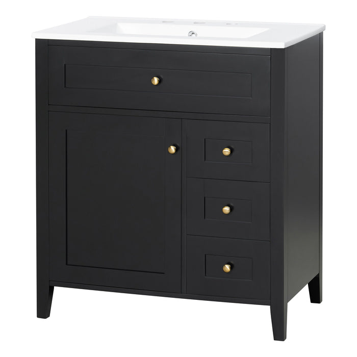 Bathroom Vanity With Sink, 3 Drawers And Adjustable Shelf