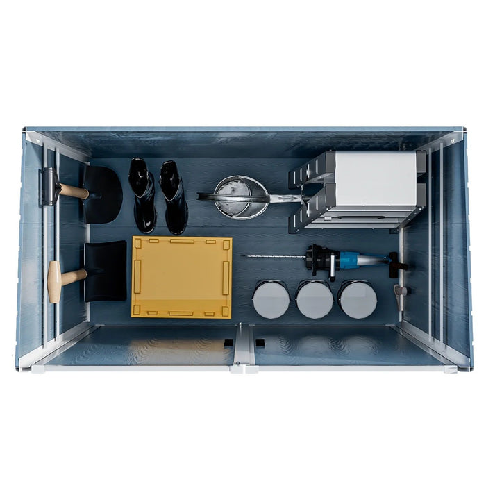 Outdoor Storage Shed Waterproof Resin Cabinet With Lockable Doors For Bikes And Patio Furniture - Gray