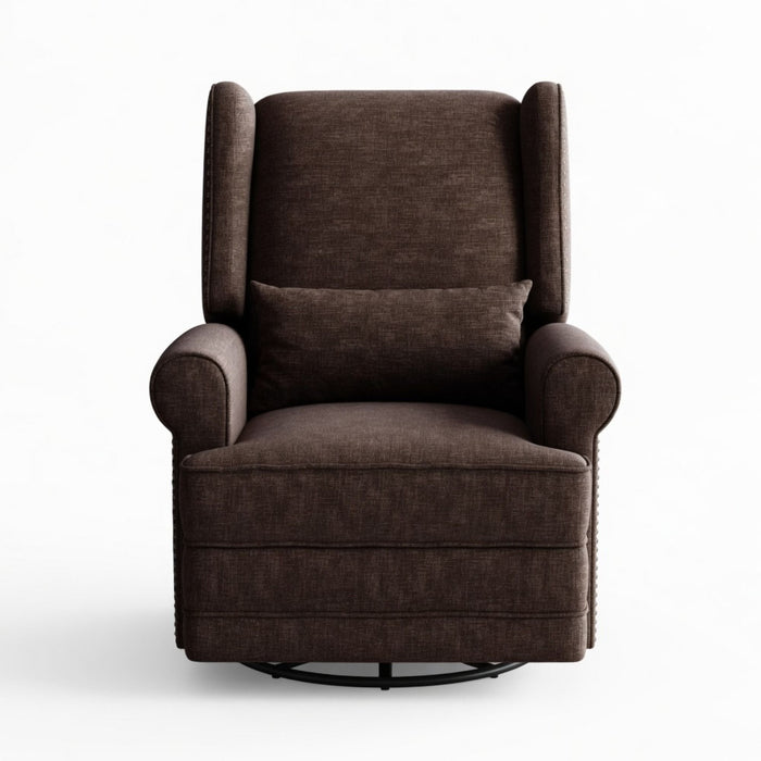 Extra Wide Swivel Recliner Glider Chair With Footrest - Brown