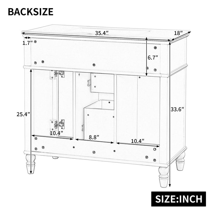 Bathroom Vanity With Sink, Flip-Out Top Drawer, Soft Close Doors, 2 Storage Drawers