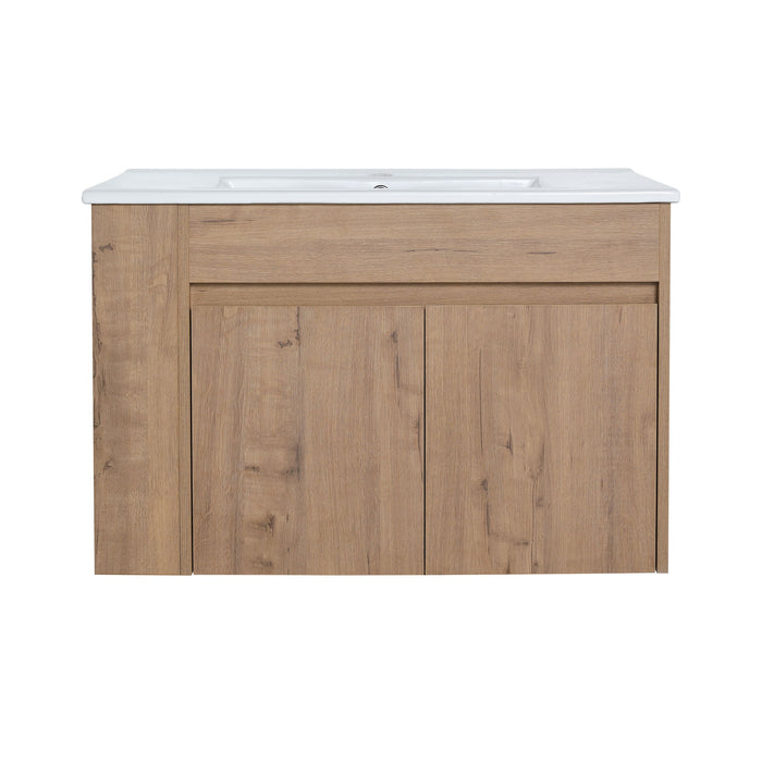 Wall Mounted Bathroom Vanity With Basin And Adjustable Open Shelf