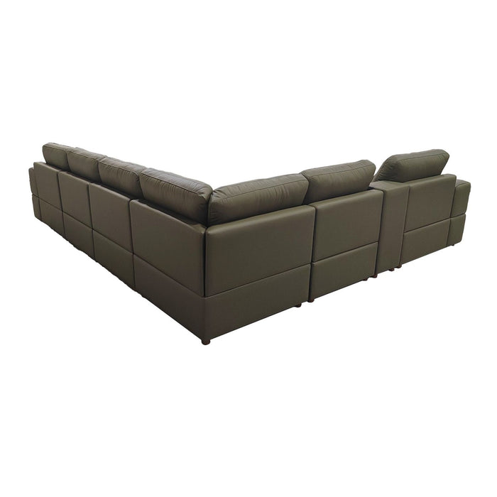 Large - Arm Upholstery Modular Sectional With Custom Configuration - Olive Green